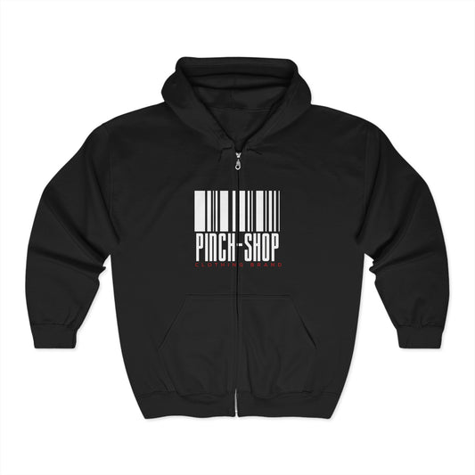Zip Hoodie — Pinch-Shop Barcode Original Design | Unisex Heavy Blend™ Full Zip Hooded Sweatshirt
